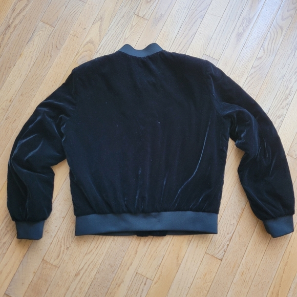 Vero Moda Velvet Bomber Jacket Black Gold Zip XL - Picture 6 of 10